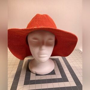 Marcus Adler Boho Straw Fedora Orange Hat Hippie Festival Beach Summer